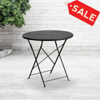 Flash Furniture CO-4-BK-GG 30'' Round Black Indoor-Outdoor Steel Folding Patio Table 